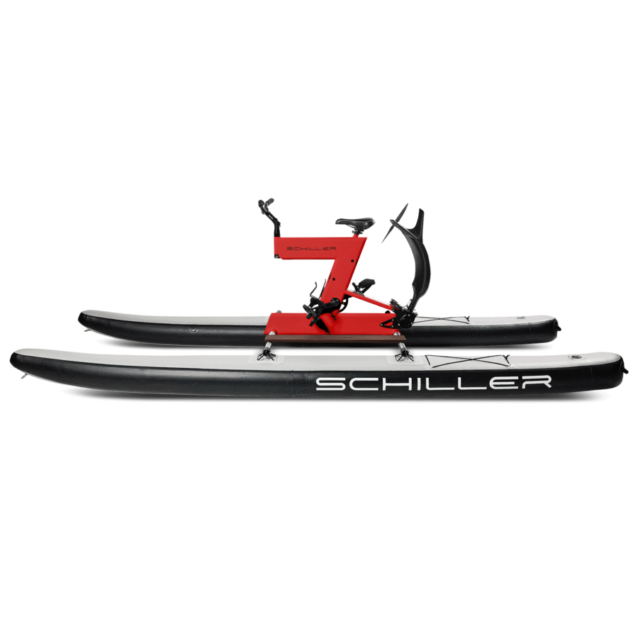 Schiller S1 C Red Frame on Grey Black Pontoons Blue Planet Water Bikes 416 569 5004