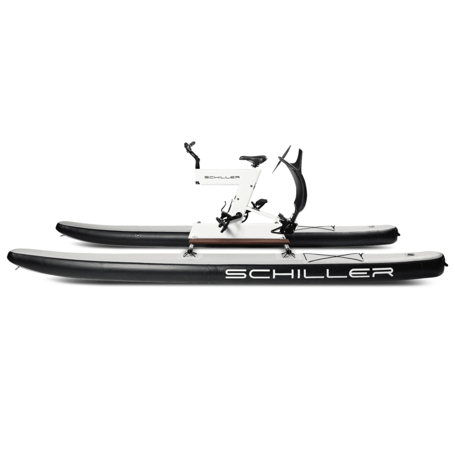 Schiller S1 C White Frame on Grey Black Pontoons Blue Planet Water Bikes 416 569 5004